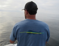 Dorado Paint T Shirt - Back - Heather Indigo - On Boat