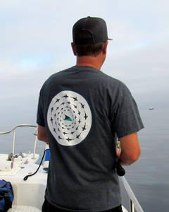 Fish School T-Shirt - Back - Fishing on boat